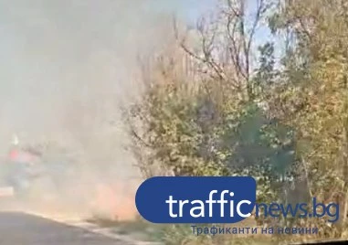 Пожар край изхода на Пловдив, движението към Пазарджик се пренасочва