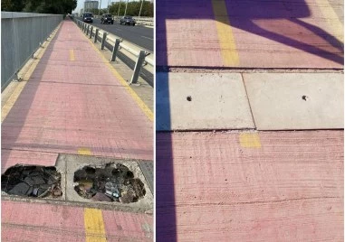 Затвориха опасна дупка на моста на Адата в Пловдив