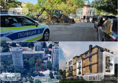 Ще изникне ли сграда посредата на две детски площадки в Пловдив? Багер влезе в имота