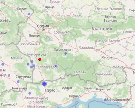 Земетресение край Благоевград