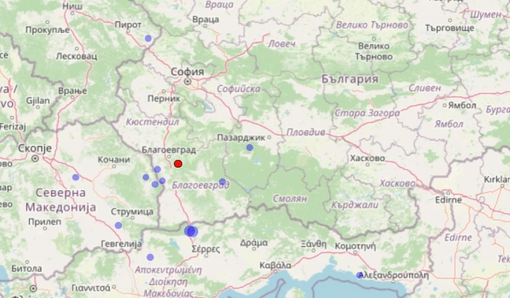 Земетресение край Благоевград