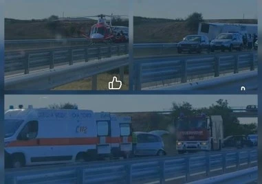 Тежка катастрофа блокира АМ „Тракия: Има пострадали, пристигна въздушна линейка ВИДЕО